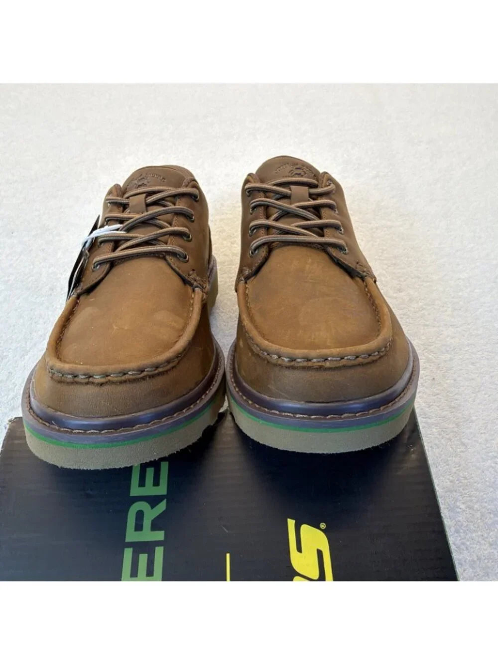 Skechers John Deere Hand Free Slip Ins Brown Loafer Memory Arch Men SZ 9.5 NEW